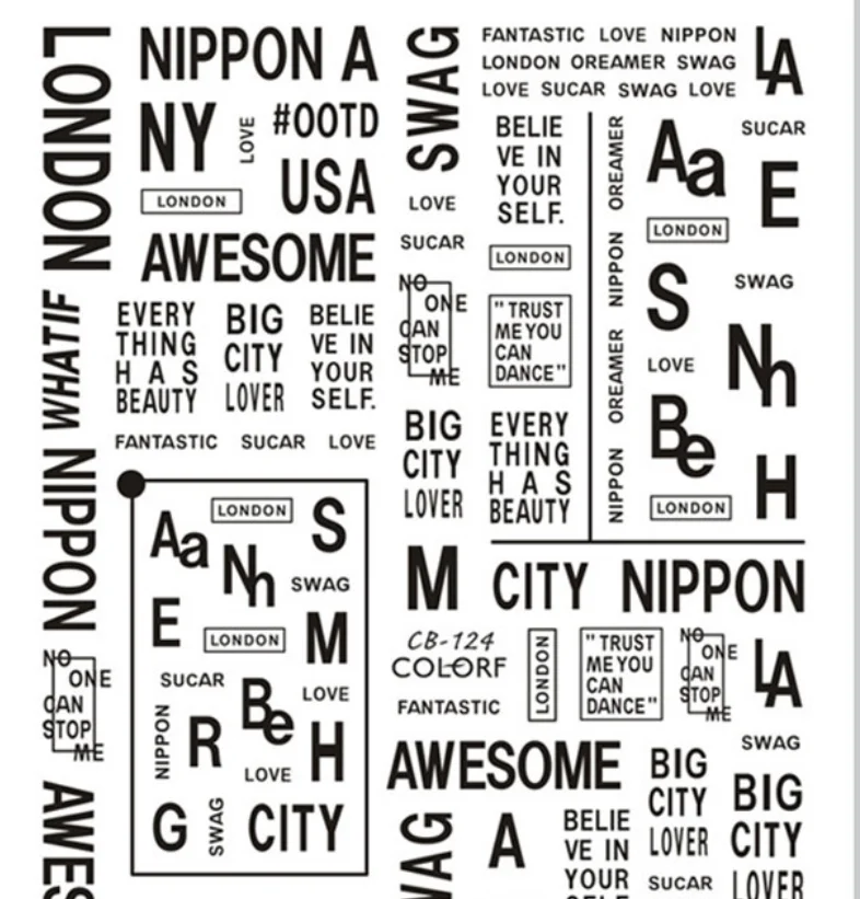 

CB122-CB131 series 3D adhesive nail stickers gold and silver black and white high quality nail stickers nail decals
