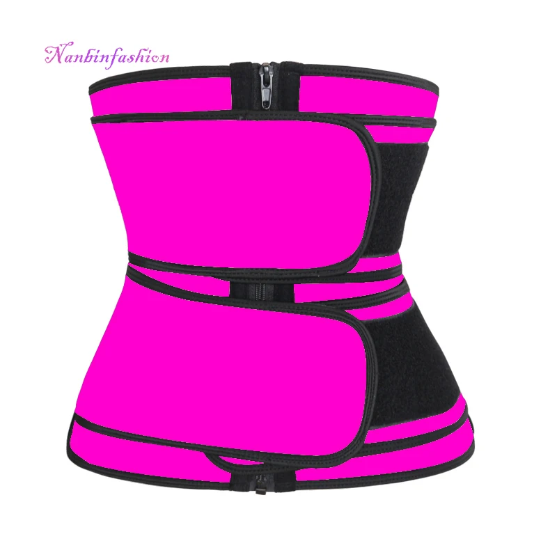 

NANBIN Style Double Belt and Zipper Corset  High Quality Popular Pink SHAPERS Plus Size Latex Breathable Quick Dry Adults, As shown