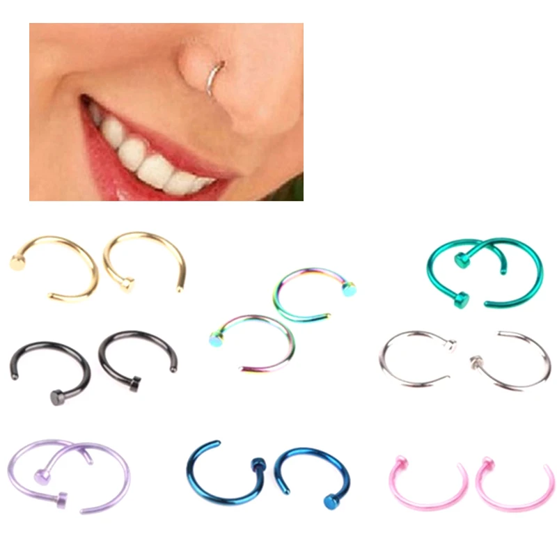 

Stainless steel nose ring C shape Body Piercing Nose Ring Hoop women Piercing jewelry fashion