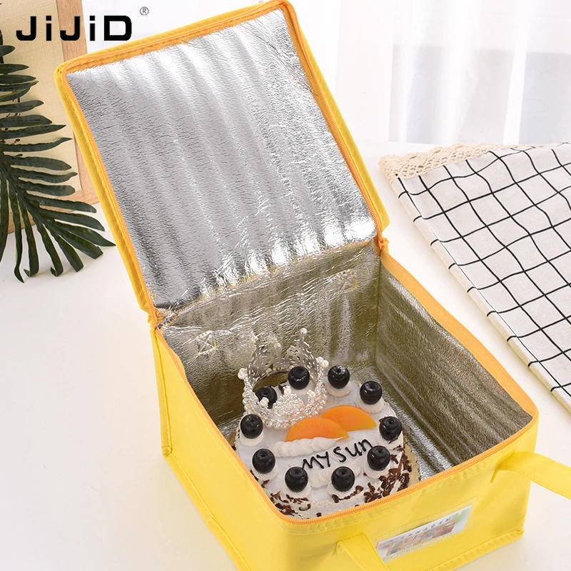 

JiJiD Wholesale Foldable Non Woven Aluminum Film Insulated Cooler Lunch Bag Thermal insulation bag Custom Cake Food Cooler Bags