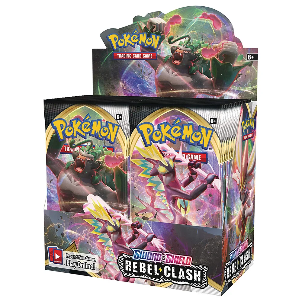 

360pcs 36packs original authorize Pokemon Booster Box Sword Shield Rebel Clash Vmax game cards Free Shipping, Colorful