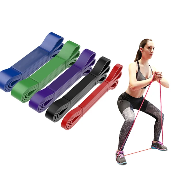 

Natural Latex Yoga Elastic Stretching Belt Heavy Duty Exercise Band-for Power Training Pilates, Red,black,green,blue,purple