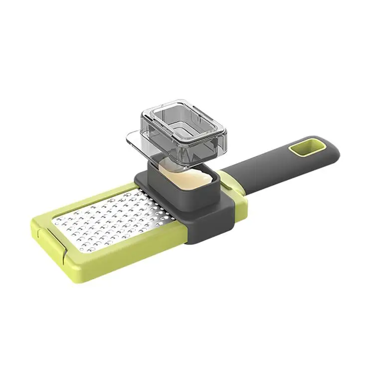 

Garlic Press Stainless Steel Garlic Grinder Convenient Kitchen Gadget Garlic Peeler, Green+grey