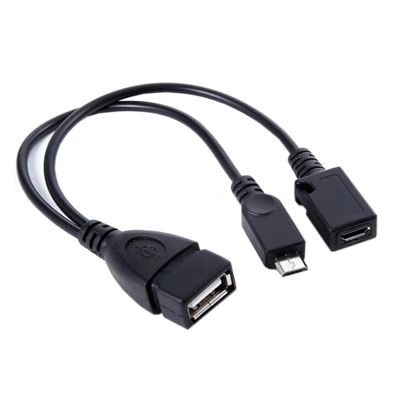 

Factory original Wholesale Micro usb otg cable for data and charging Micro 5 Pin Male Female Cable with external power supply, Black (customizable)