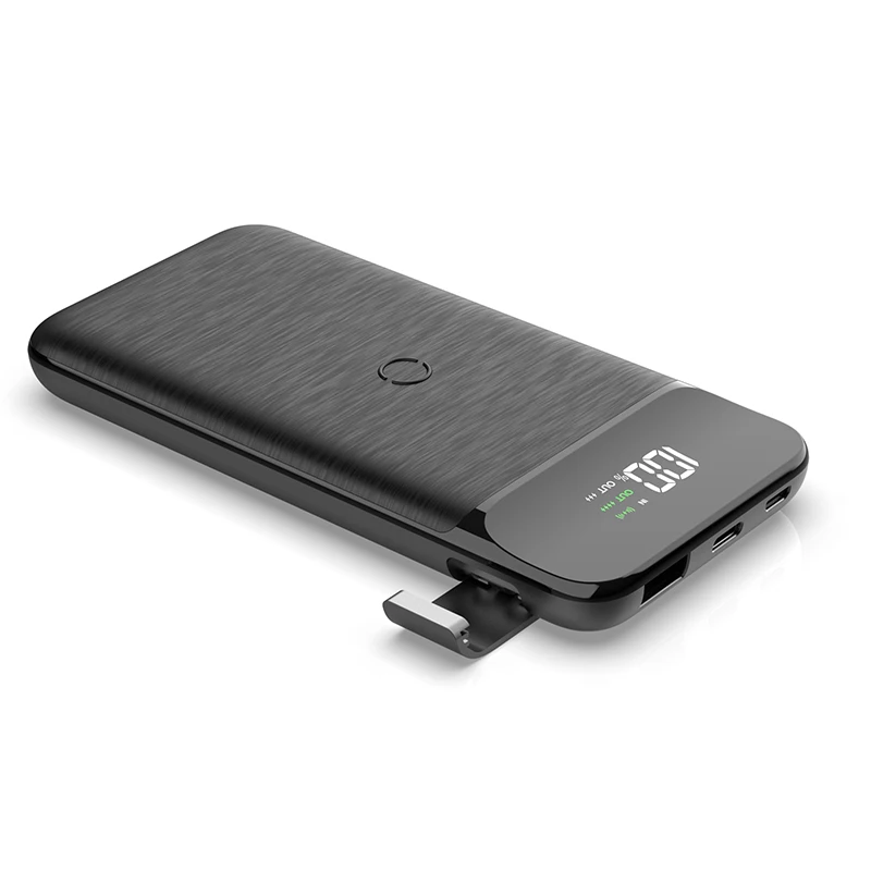 

2021 new product RM500 power bank QC3.0 USB PD 10000mAh wireless power bank, Black