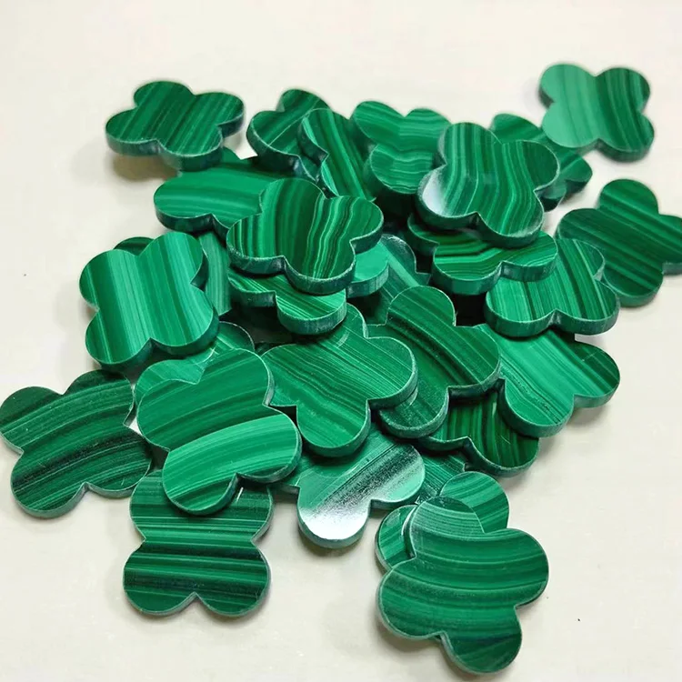 

Natural Malachite 13x13x2mm Clover Stone Green Four Leaf Clover Malachite Gemstone for Jewelry Making