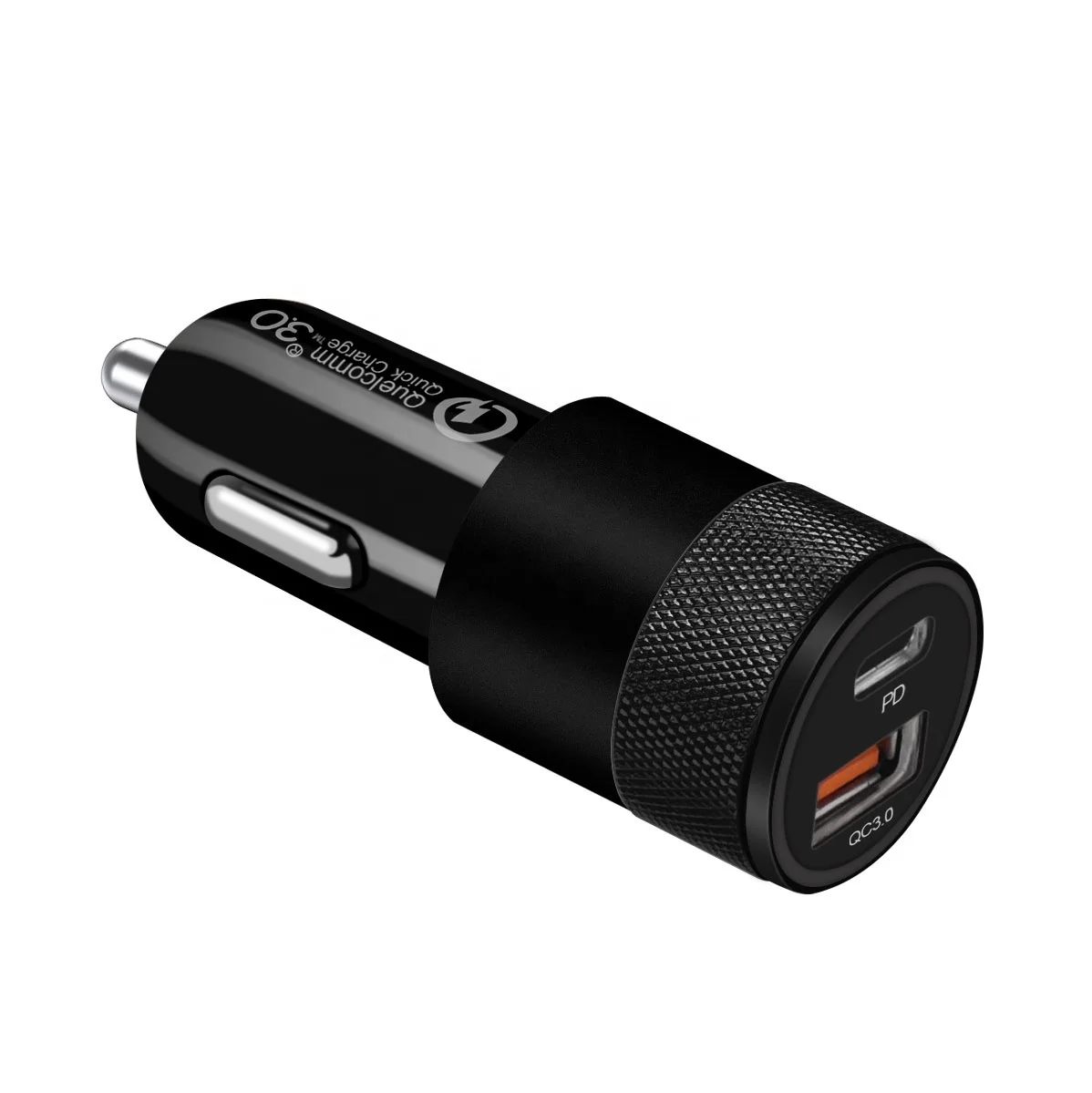 

New Design Dual Port Car Charger 18W Type-C PD and QC 3.0 Fast usb c car charger super charger for cars engine, Black, white