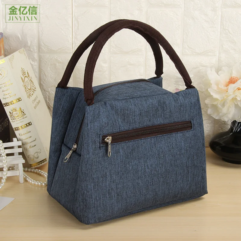 

Canvas Thermal Cooler Insulated Bento Lunch Bag for Kid Woman Office, Blue