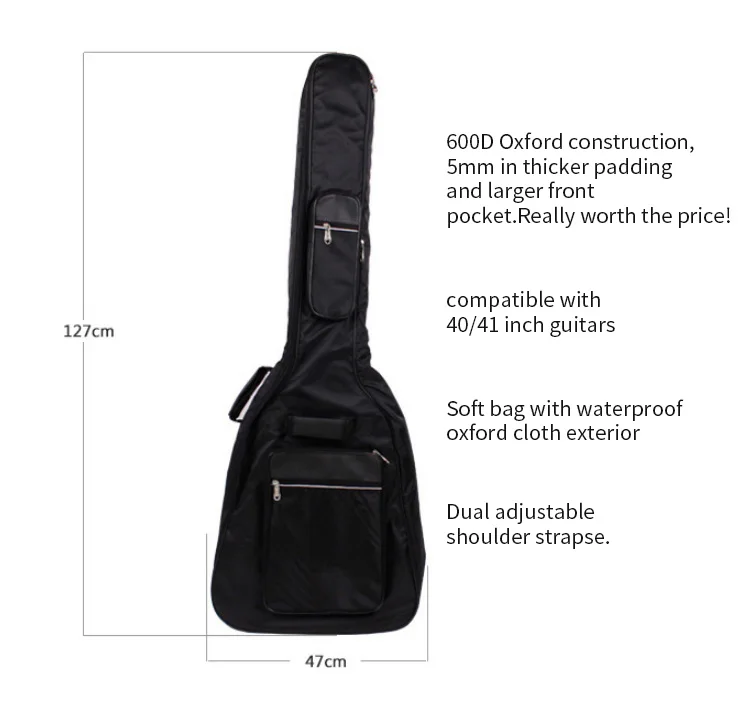 Electric Guitar soft case 12mm Thick Padding Waterproof Dual Adjustable Shoulder Strap Guitar Case Gig Bag