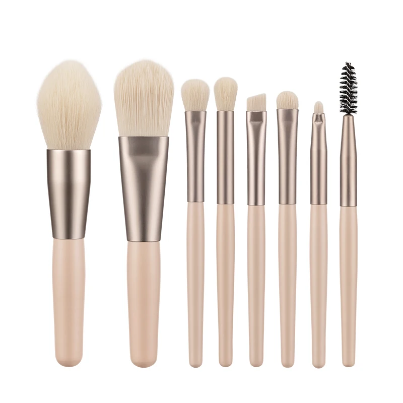 

ANMOR 8Pcs Make Up Brush Set Short Handle Foundation Eyeshadow Blending Cosmetic Makeup Brushes, 4 colors