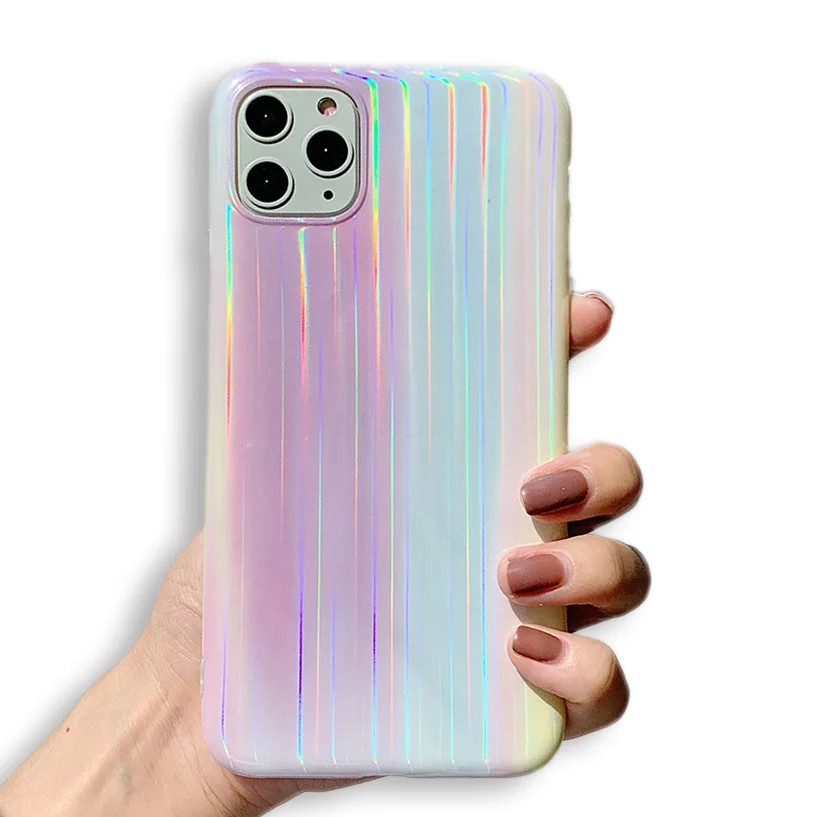 

Wholesale Luxury for iPhone 11 Pro Max Rainbow Aurora TPU Hologram Phone Cover for iPhone 11 12 Pro Holographic Phone Cases