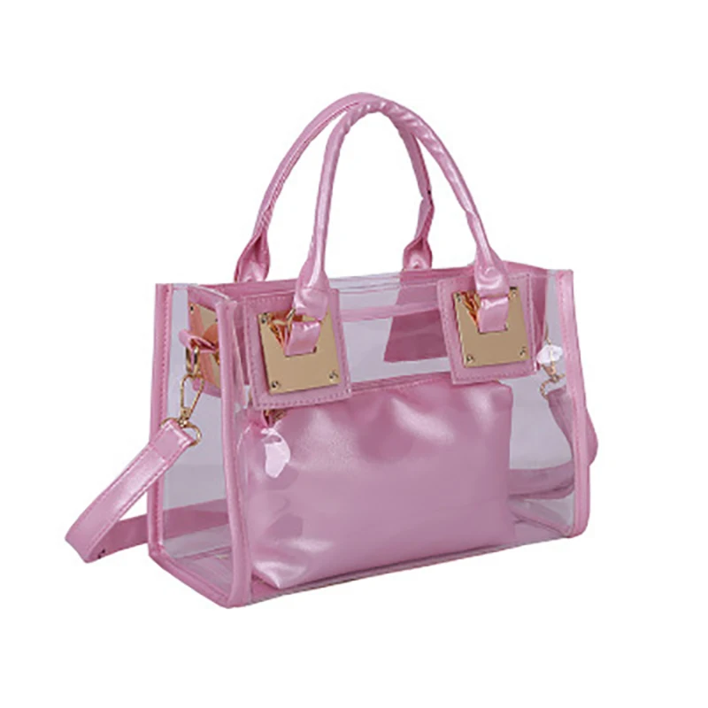

Fashion Trend Clear Small Jelly 2Pcs Handbag Large Capacity Waterproof Women's Crossbody Shoulder Bag