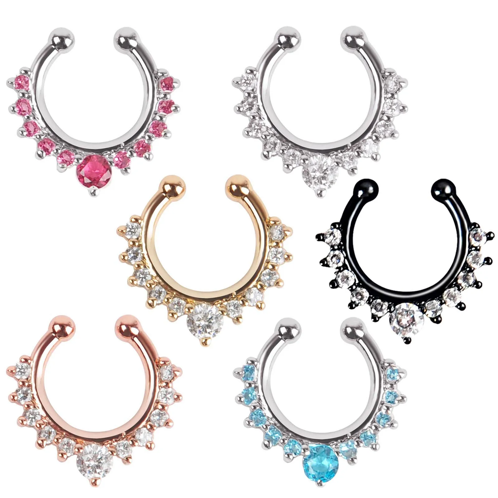 

Jachon manufacture wholesale nose ring shinny rhinestone nose ring simple trendy body accessories, As picture