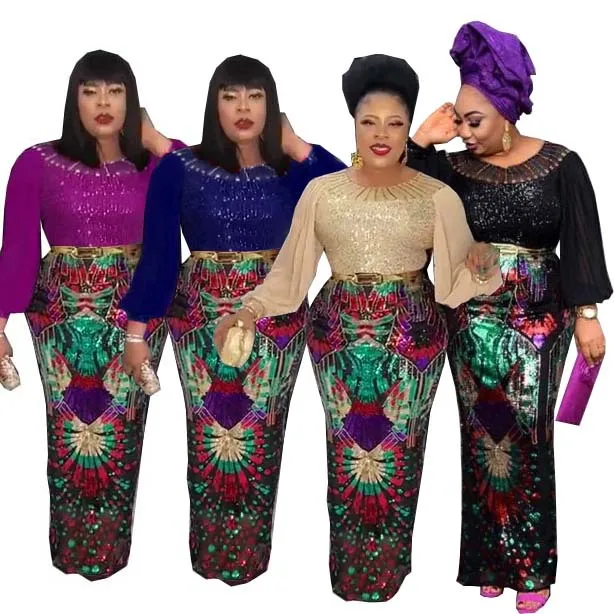 

Long sleeved skirt Christmas evening dress Sequin Hip Wrap Skirt, As showed