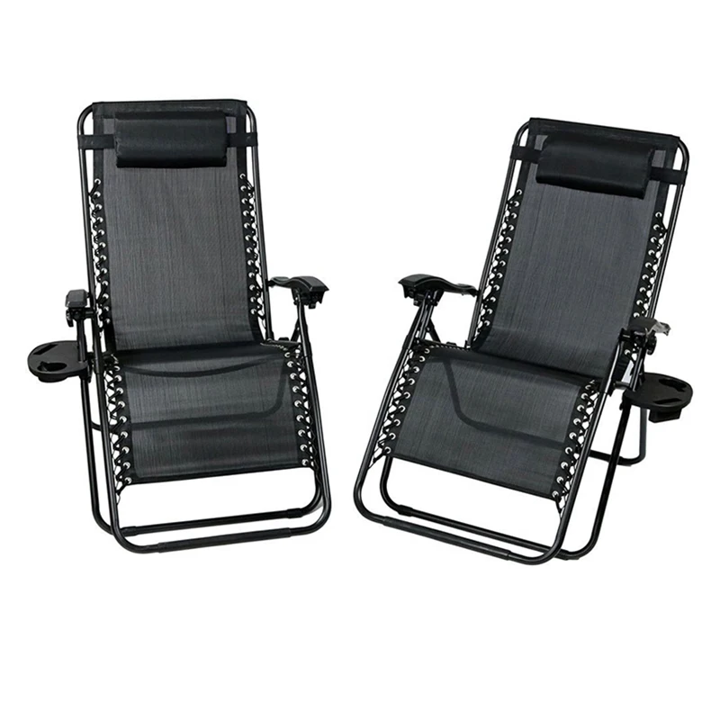 
Wholesale Black Fabric Metal Tube Bear 150kg Zero Gravity Recliner Chair Leisure Lounge Garden Beach Chair with Cup Holder 