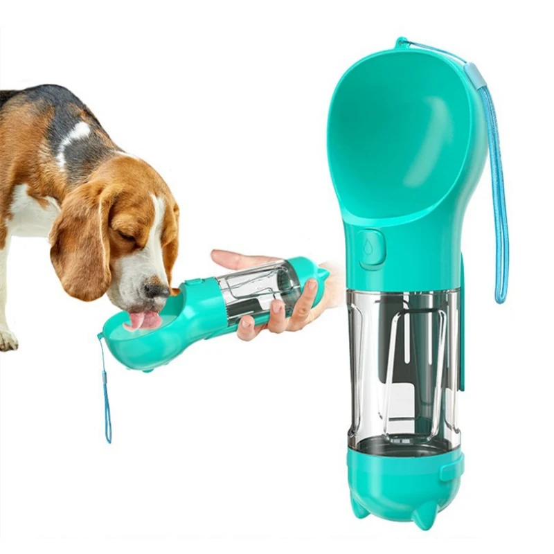 

300ML Drinker Food Travel Outdoor Portable Pet Water Bottle with poop bag storage, Optional