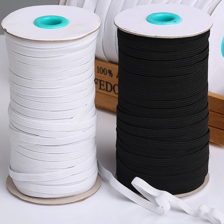 

Stock wholesale black white 6mm 1/4" spandex rubber flat elastic band