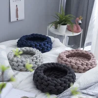 

Factory Price Custom Size Handmade Dog Cat Bed Very Soft Cotton Tube Yarn Pet Bed