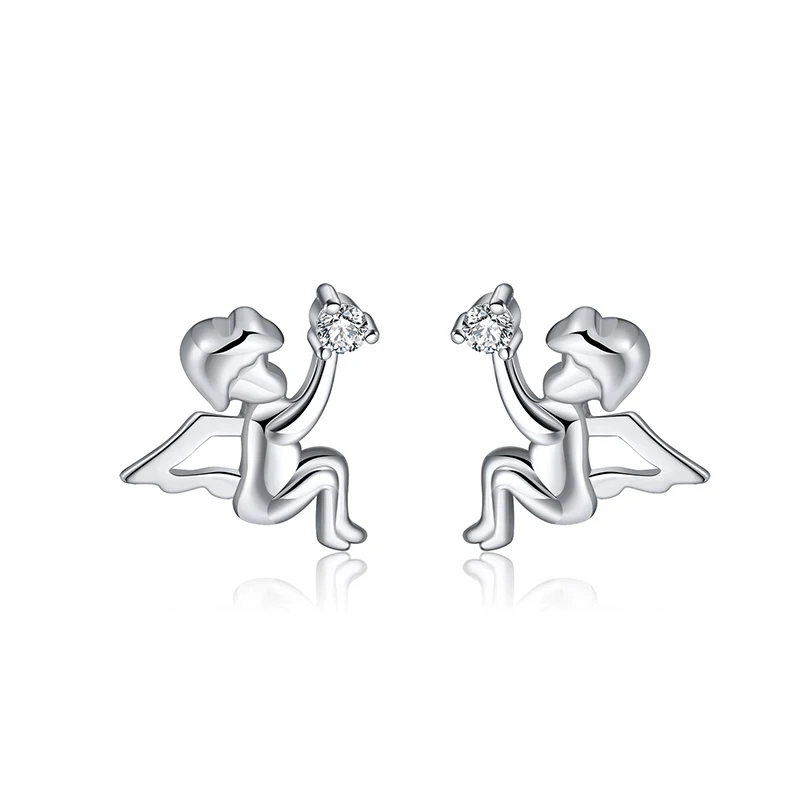 

RINNTIN EQE10 Accessories Jewelry Wholesale 925 Sterling Silver Angel Stud Earrings for Women 2020
