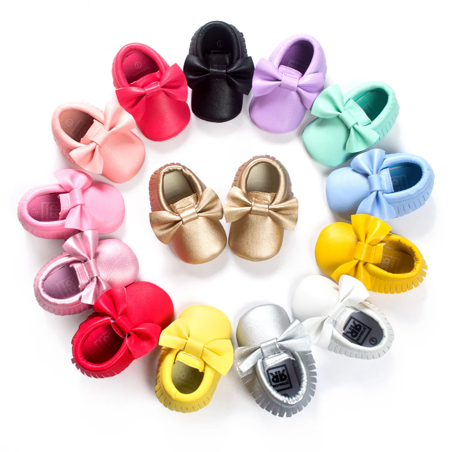 

6237 Baby Shoes Newborn Infant Girl First Walker PU Sofe Sole Princess Bowknot Fringe Toddler Baby Crib Shoes Casual Moccasins