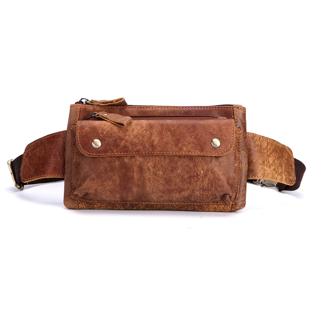

Boshiho Mens Genuine Leather Small Messenger Shoulder Satchel Phone Pouch Belt Fanny Waist Bag Pack Hip Belt Bags Bum bag, Coffee;brown