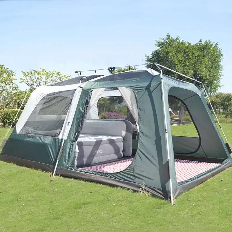 

Newest design automatic open 3 door 5 window 5 8 person large luxury space family party fishing outdoor camping tent for sale