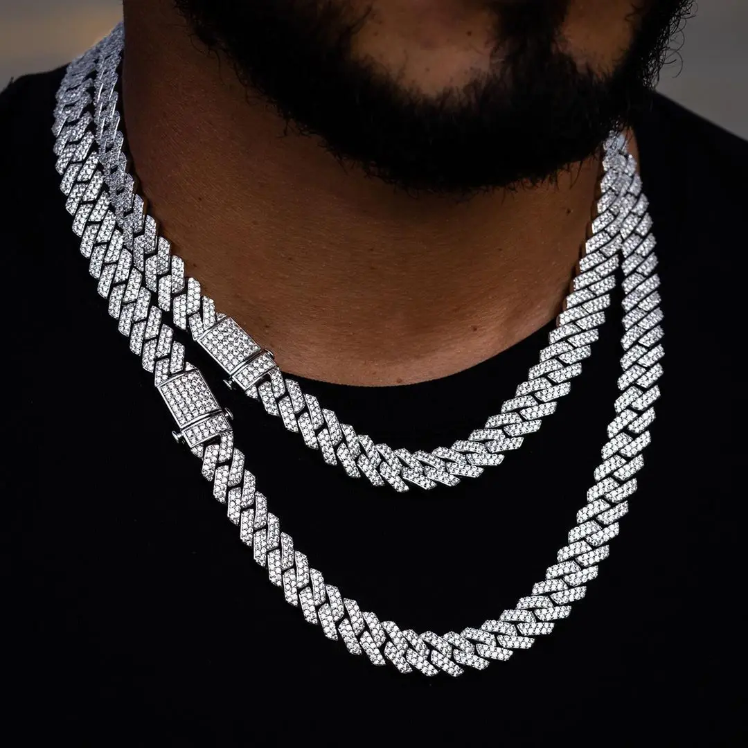 

wholesale in stock cz hip hop bling men jewelry 12mm diamond cuban chain necklace, Rose gold