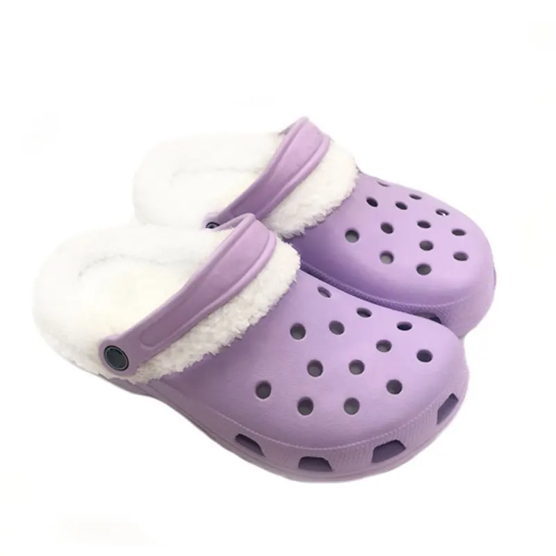 

BUSY GIRL XY1042 Eva foam clogs winter fur clogs shoes classic women's clogs with fur, 10 colors