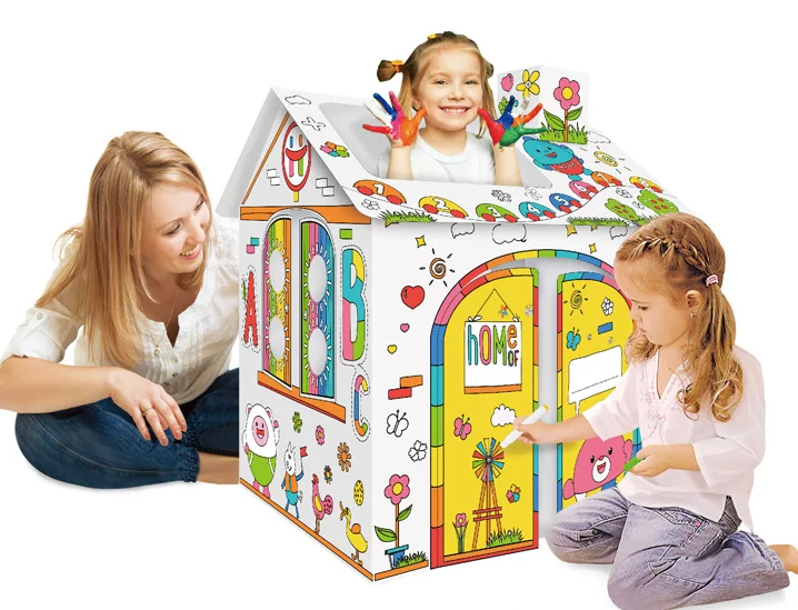 Toy house 2 3. Домик для раскрашивания для детей картонный. 3д домик детский. Фото малыша с картонным домиком. Домик детский из картона для детей цены.