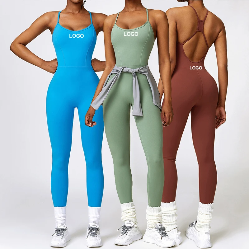 Custom Beauty Back Jumpsuits Sportswear Gym Fitness Set Onesie Workout Yoga Sets Womens Yoga Wear One Pieces Bodysuits Jumpsuits