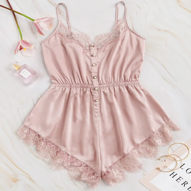 

Wholesale Plus Size Women's Sexy Underwear Lace Trim Lace Patchwork Sleepwear Mulher Bodysuits Sexy Lingerie