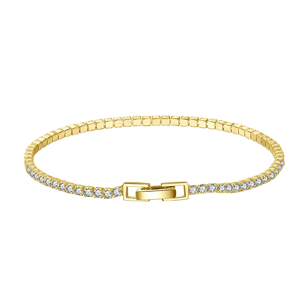 BSB91 RINNTIN 14K Gold Plated Bracelet Jewelry 925 Sterling Silver Custom 2mm 3mm 4mm CZ Diamond Tennis Bracelet