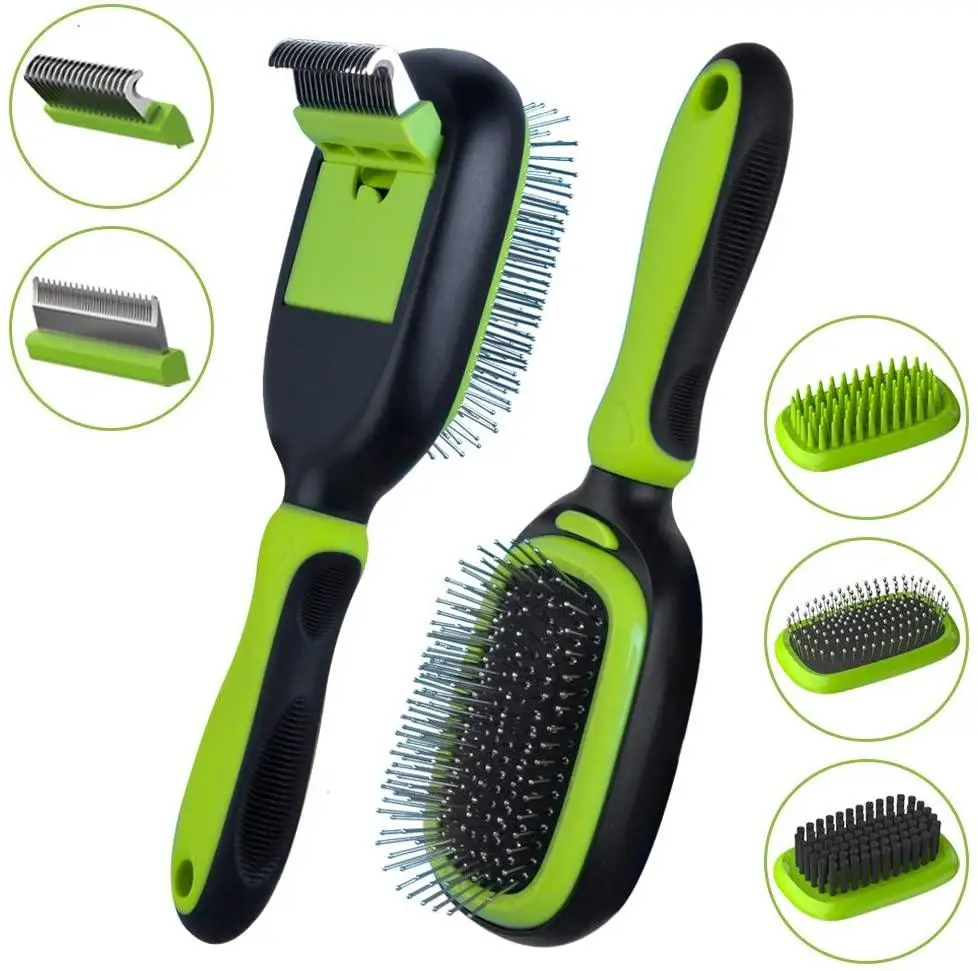 

5 in 1 pet grooming kit including cat dog deshedding pin bristle brush dematting comb tools set