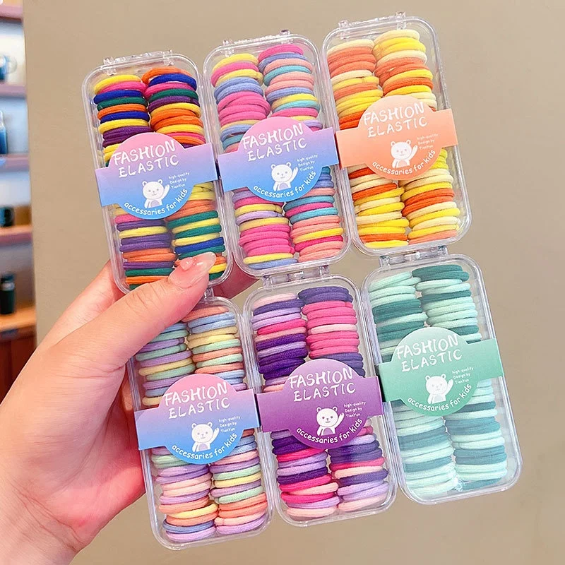 

High elastic color hair ties box colorful baby Hair bands accessories