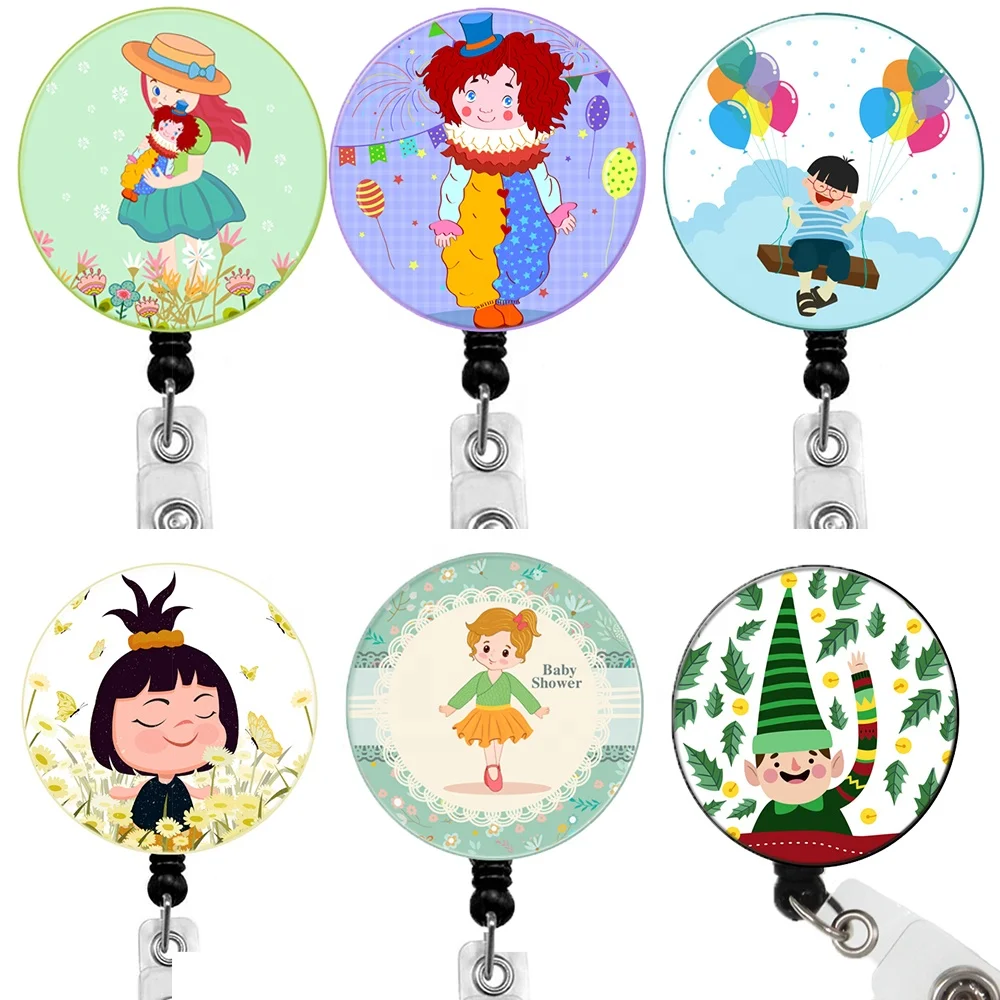 student cartoon retractable lanyards id badge holder key chain reel, Various, as your choice