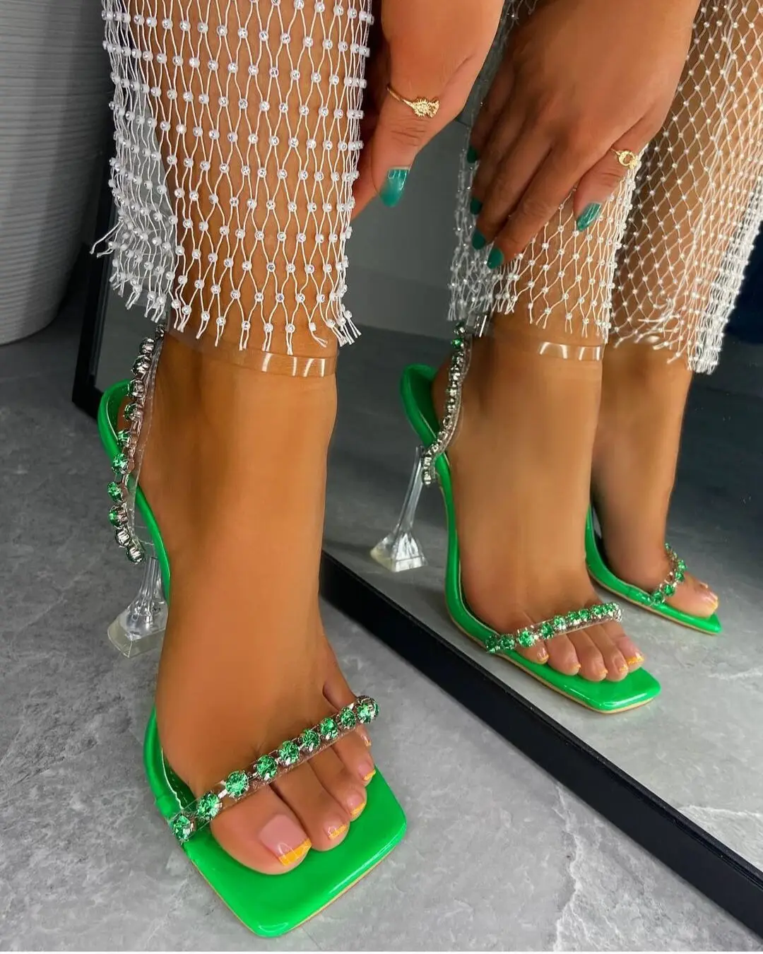 

Latest 2022 Summer Sandals Women Trending 3 Color Rhinestone Sandals for Women Stylish Transparent High Heel Sandals for Ladies