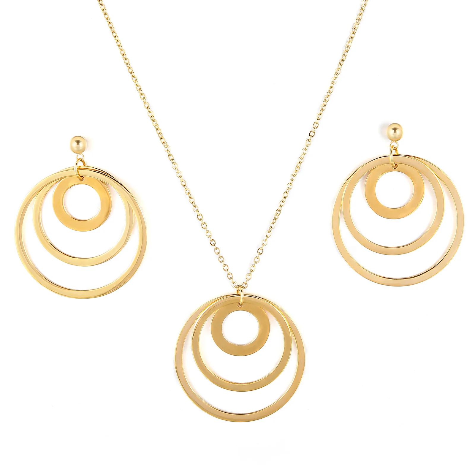 

Fashion Women Stainless Steel Gold Plated Jewelry Necklace and Earring Set