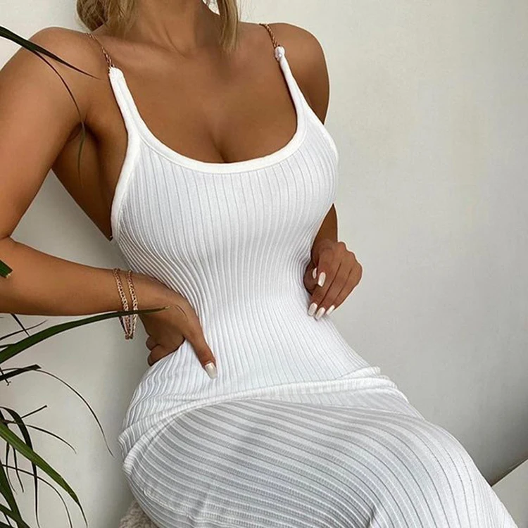 

Summer Dresses 2021 Solid Outfit Woman Seductive U Neck Backless Sleeveless Casual Dress Lady Elegant Bodycon Casual Dress, White,khaki