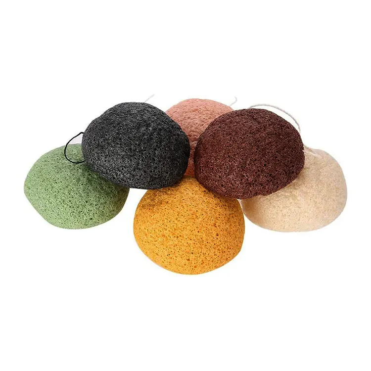 

1-28-9 facial natural bamboo body charcoal konjac cleansing sponge, Multipal colors