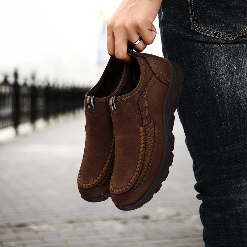 

China Genuine Leather Suppliers Footwear Fashion Casual Leather Loafer Shoes Men, Grey/dark brown/light brown