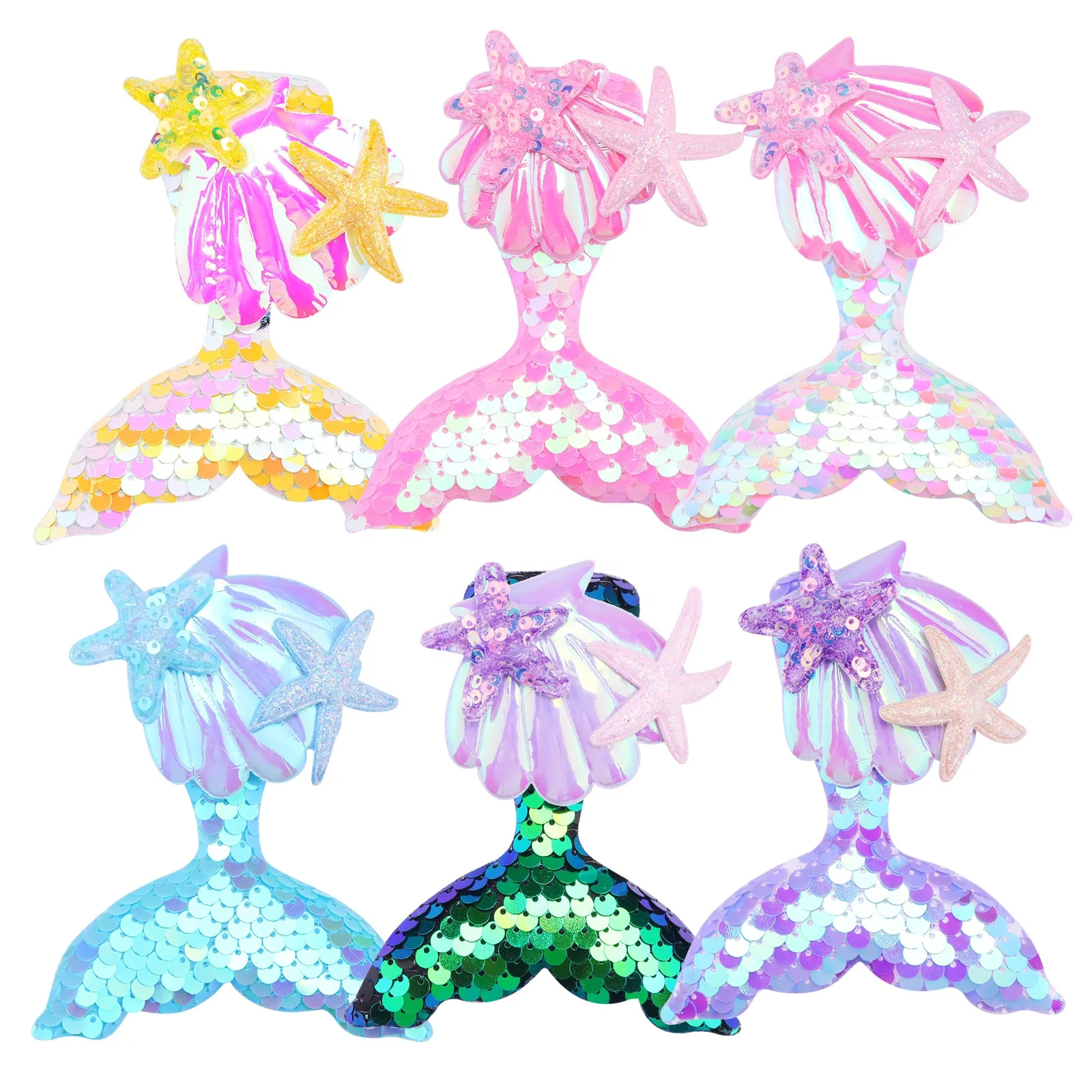 

Popular hair accessories about paillette mermaid hair clip with starfish for girl's hair decoration