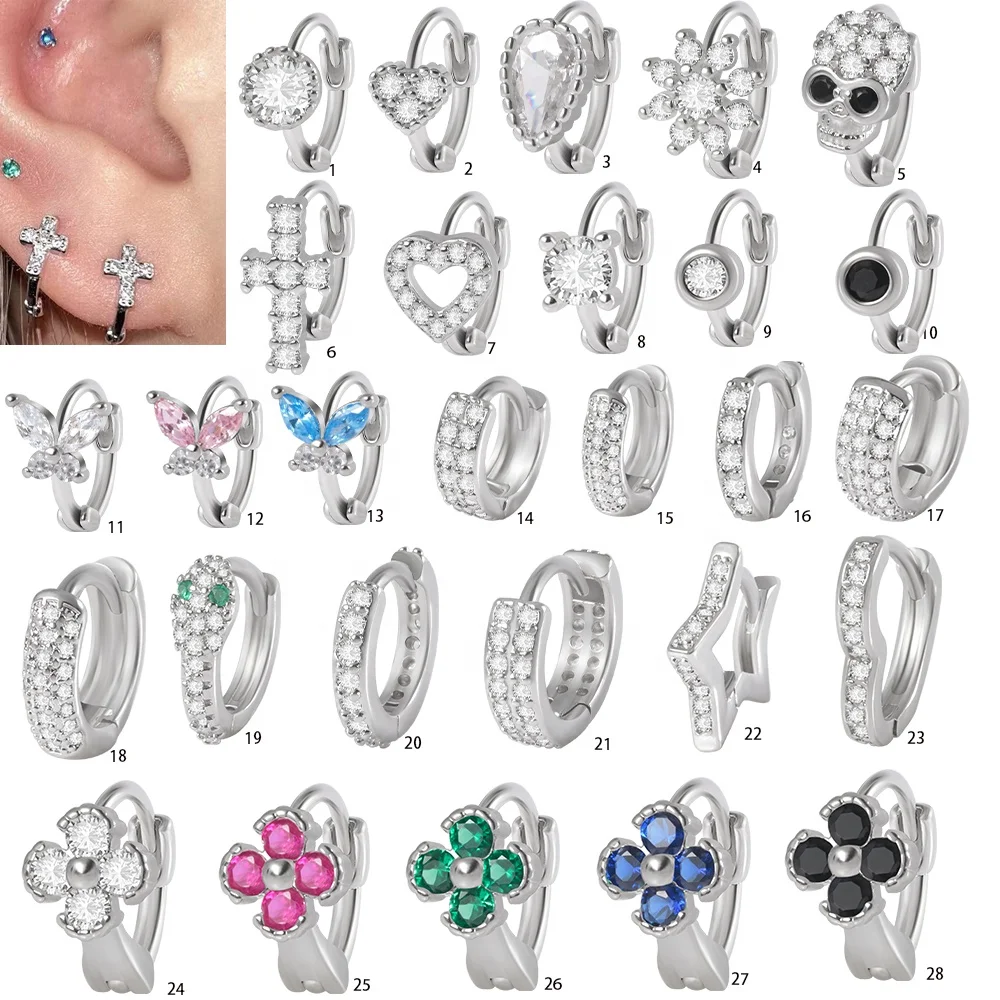 

Copper Alloy Punk Hoop Earring Fashion Butterfly Heart Shape Nose Ring Ear Cartilage Tragus Helix Piercing Body Piercing Jewelry