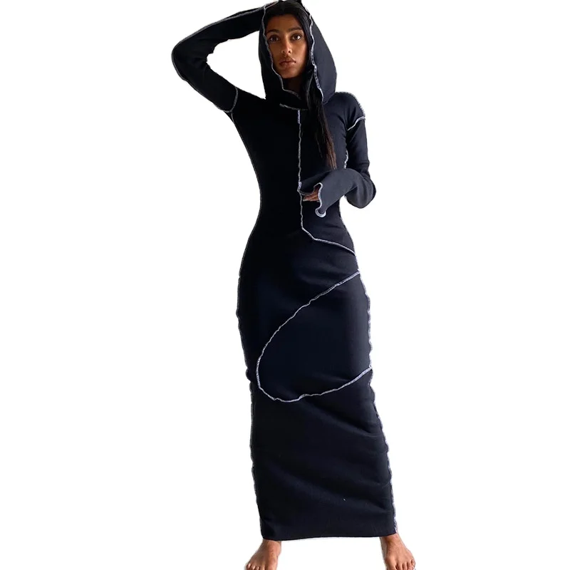 

2021 New Arrival in stock High Quality Women hoodie long sleeve ankle length ladies casual dresses