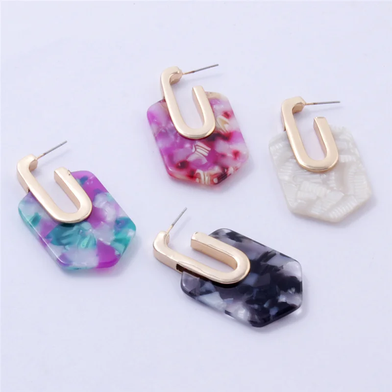 

Fashion Irregular Shining Statement Resin Acrylic Shell Unique Earrings for Women Acrylic Jewelry