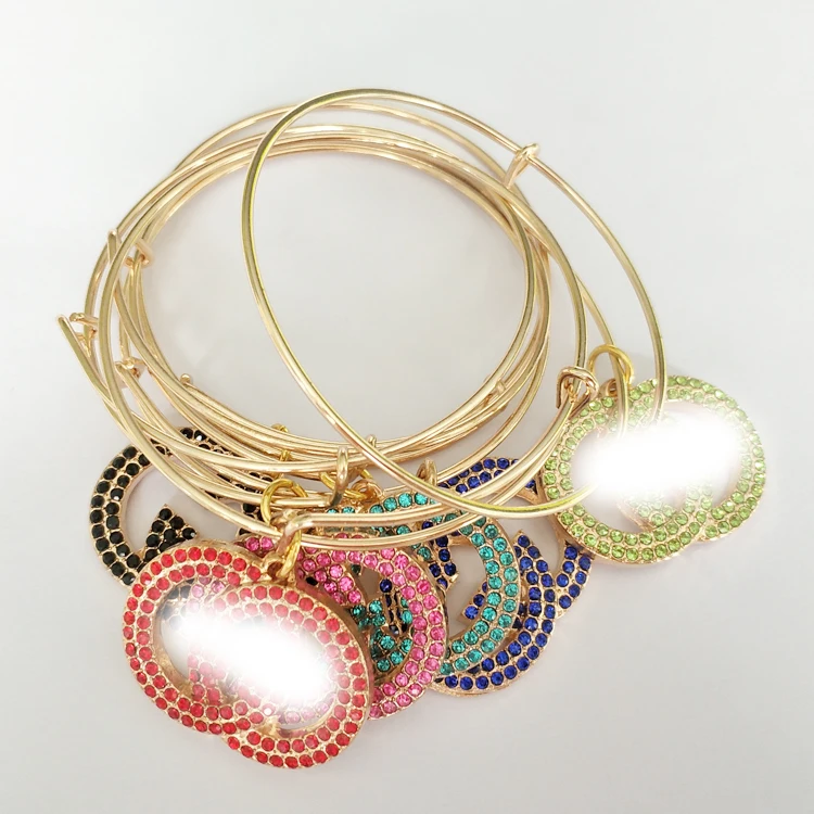 

Custom GG diamond keychain stainless steel bracelet charms for bracelet making jewelry