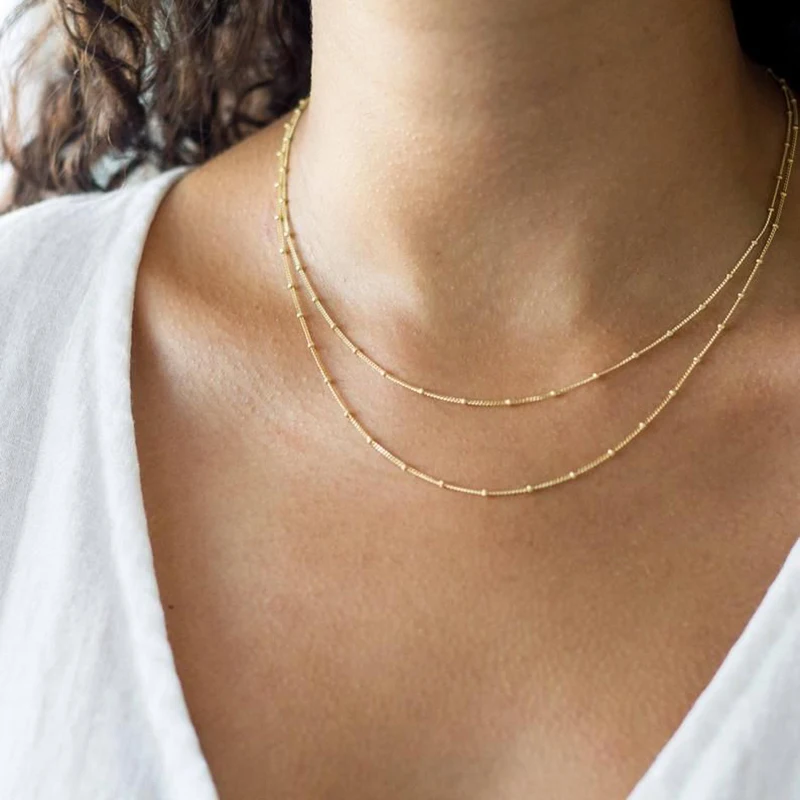 

Daily Wear Stainless Steel 14k Gold Filled Segment Chain Link Necklace Satellite Chain Chokers Necklace Jewelry