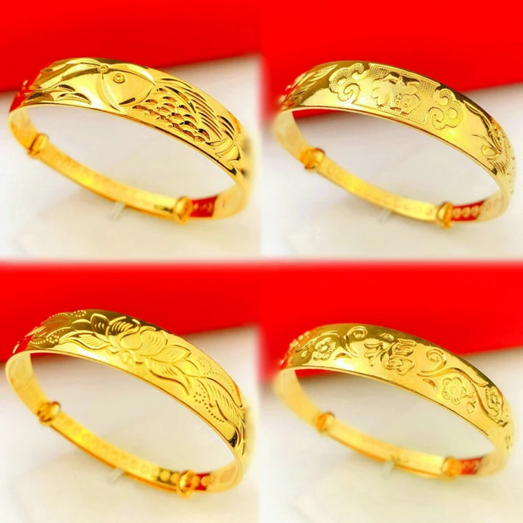 

Gold PlatedGold 13 Secret Meteor Shower Full Of Stars Smooth Wide Push Pull Bracelet Gold Plated Jewelry For Mother