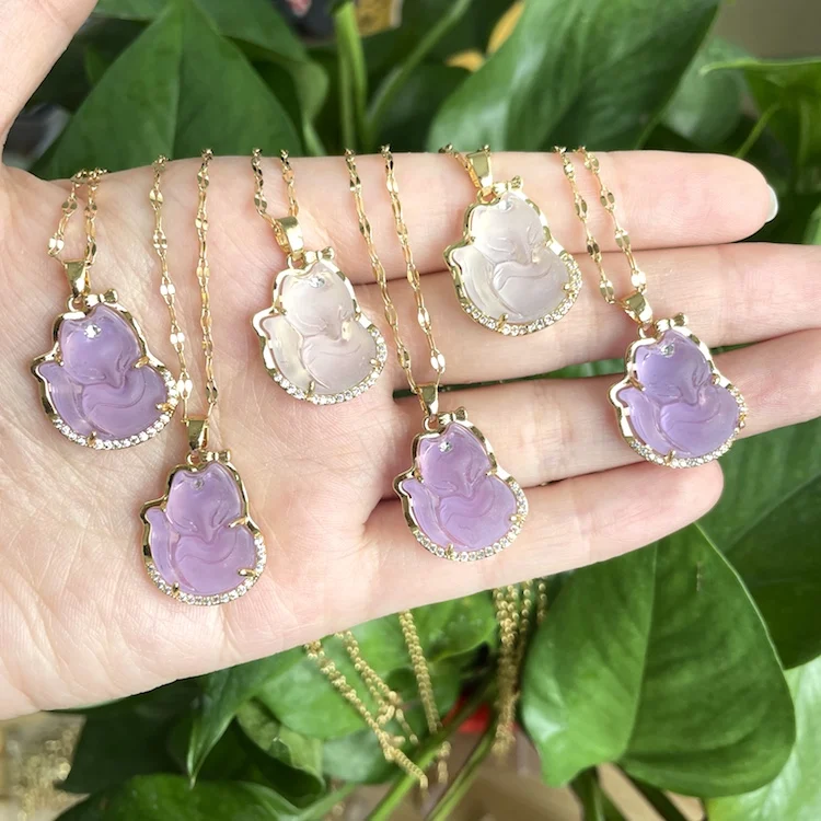 

jialin jewelry 2021 hot 18k gold jewelry jade necklace for women and girls