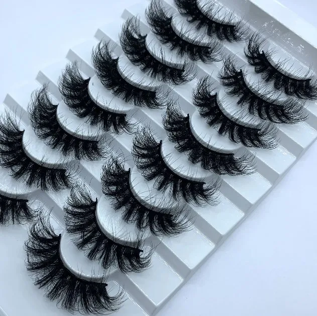 

22mm To 25mm Faux Mink Lashes 8 Pairs Curly Eyelashes Tray Wholesale Fluffy Lashes
