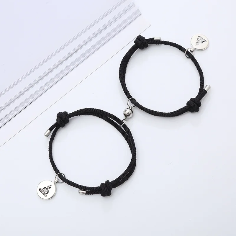 

New Custom Magnetic Buddha Alloy Pendant Bracelet 2 pcs/set 7 Colors A Pair Bracelet For Couple Pulsera Gelang